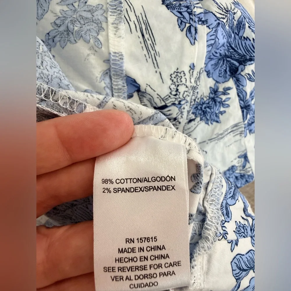 Joie Blue and White Toile print preppy midi dress Cottagecore zip back XL EUC - Picture 11 of 17